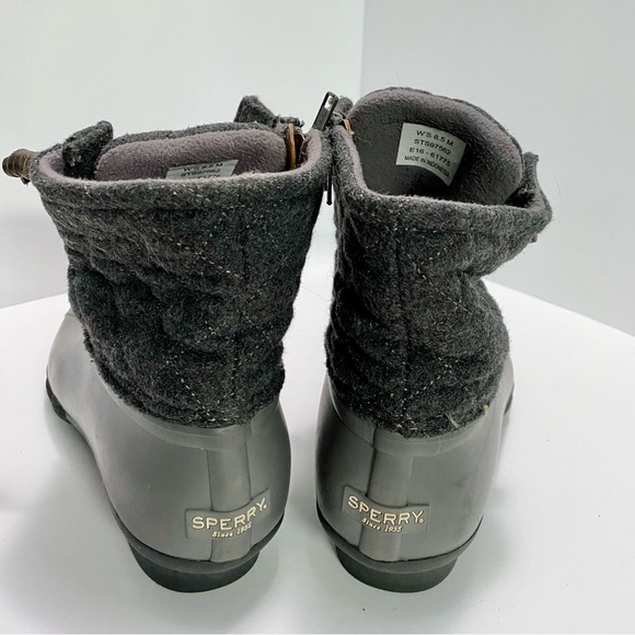 Sperry Grey Wool Quilted Saltwater Duck Boots size 8.5 - Picture 3 of 5